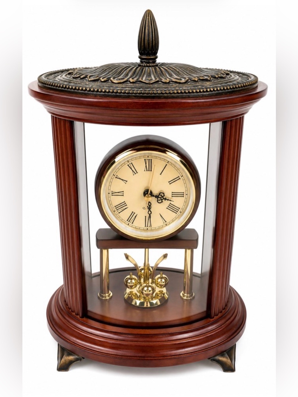 Bombay Company Cherry Wood Mantle Clock (Tested)